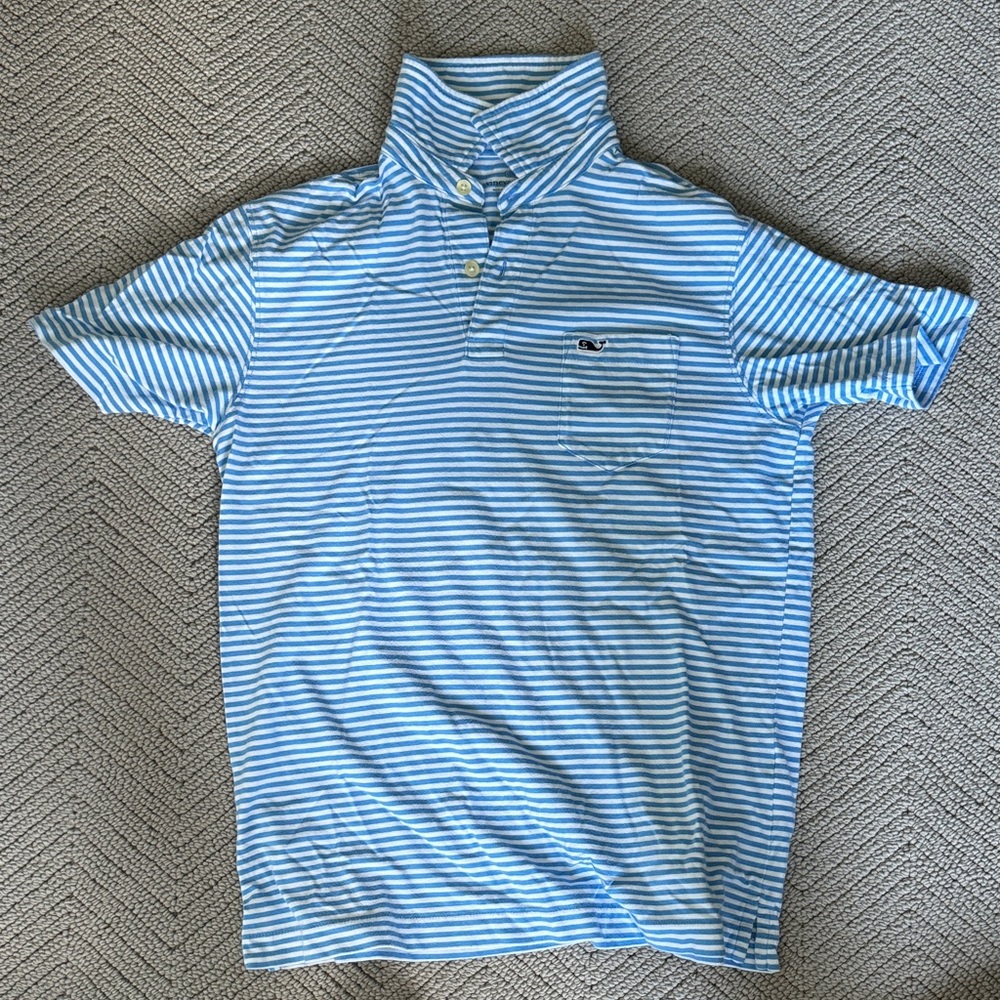 Vineyard Vines Light Blue Striped Polo Shirt LIKE NEW